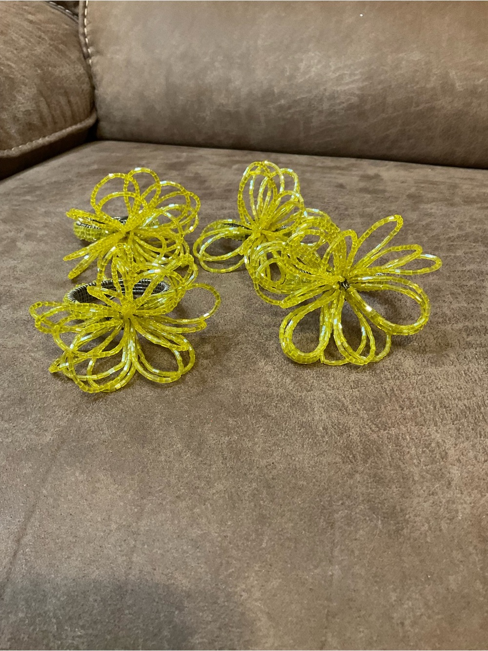 Pier 1 Yellow Beaded Shimmer Napkin Rings